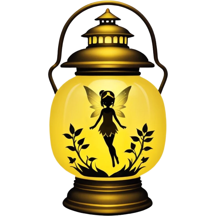 Yellow lantern with silhouette of a fairy inside  emoji