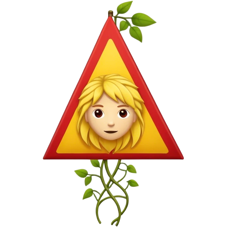 Red and yellow flag with three legs and a head with vines as hair emoji