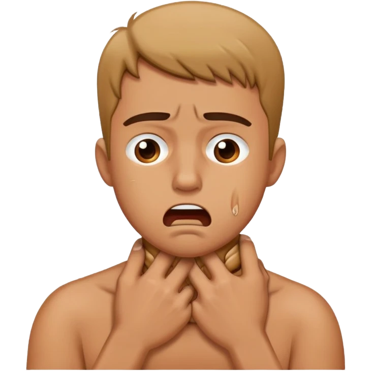 Guy choking himself upset emoji