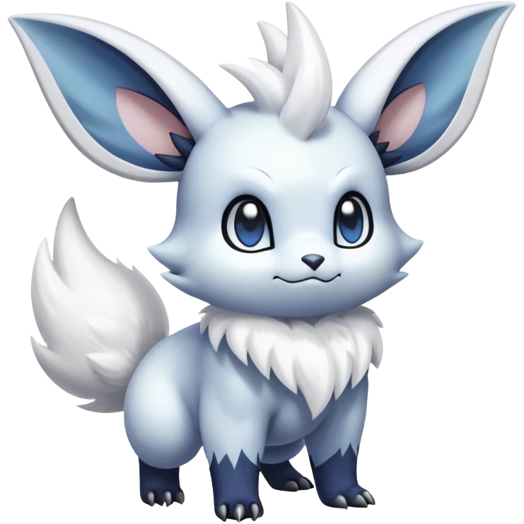 Shiny White Furry Snowy Ice-type Absol-Minccino-Emolga-Hybrid (Full body) emoji