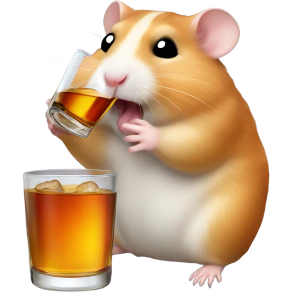 Hamster drinking a bottle of whiskey emoji