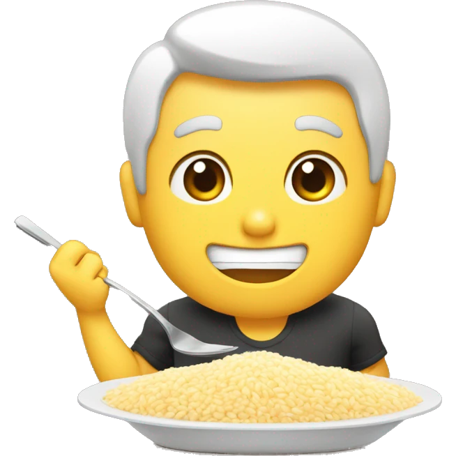Calvo comiendo arroz emoji