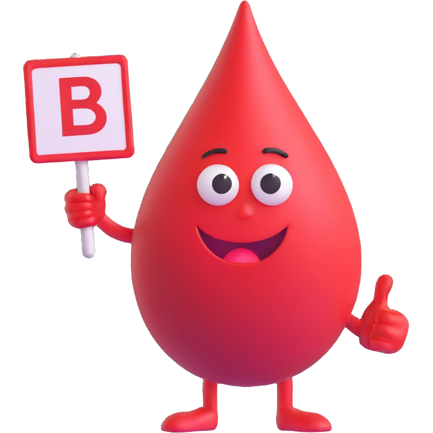 blood drop character holding a BRB sign emoji