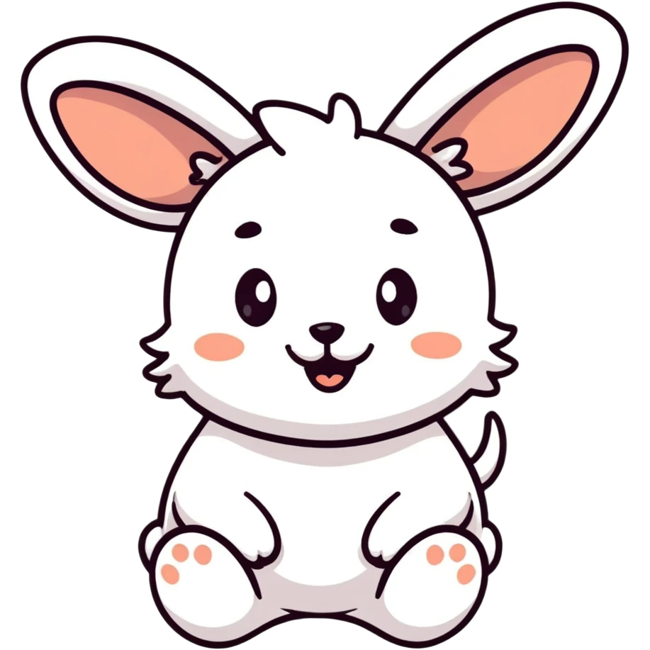 cartoon gibberling character, fluffy, oversized ears, smiling, simple background emoji