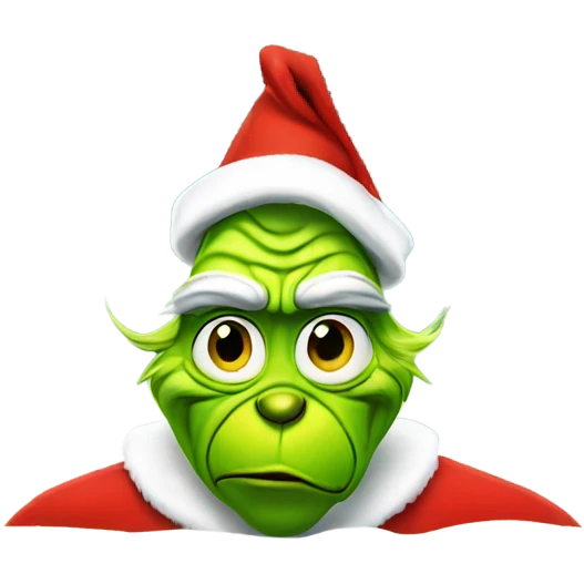 Grinch wearing a santa hat on the beach emoji