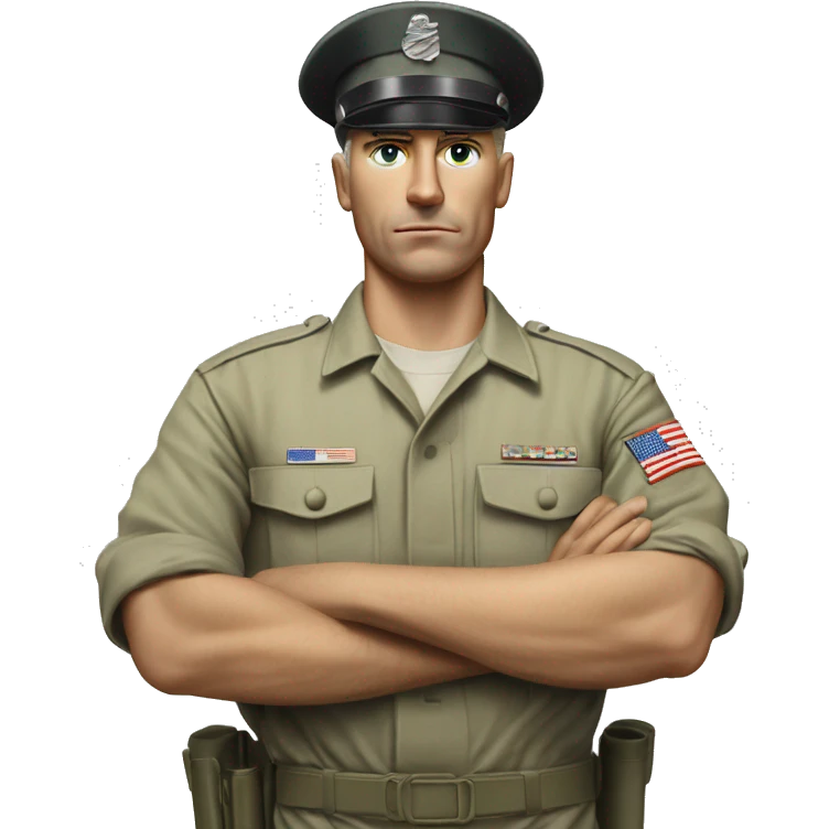 photorealistic serious us white soldier 1980s emoji