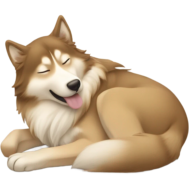 brunette Sleeping beauty girl with golden beige Husky  emoji