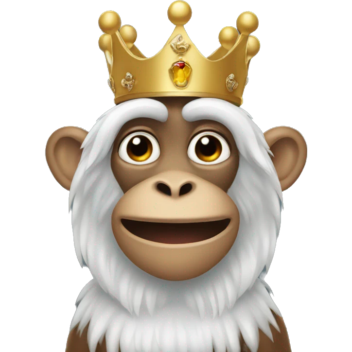 Monkey with a king crown and a white wig emoji