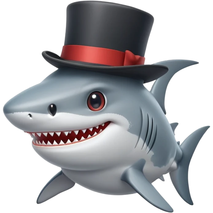 Shark with a top hat emoji