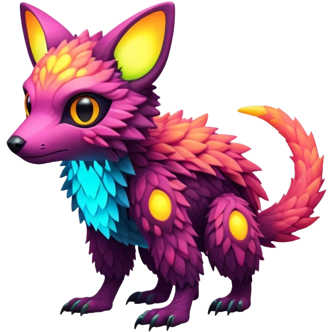 futuristic lush warm-colored neon-colored Fakémon-Trico-creature (full body) emoji