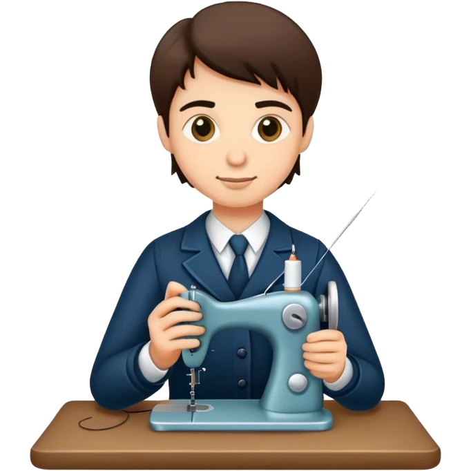 tailor sewing holding needle and thread emoji