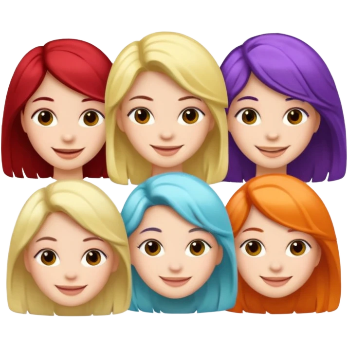 group of girls with different hair colors emoji