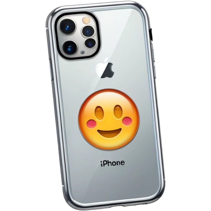 iphone 16 pro, silver with glass phone case  emoji