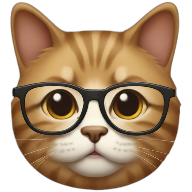 Chubby brown cat with glasses emoji