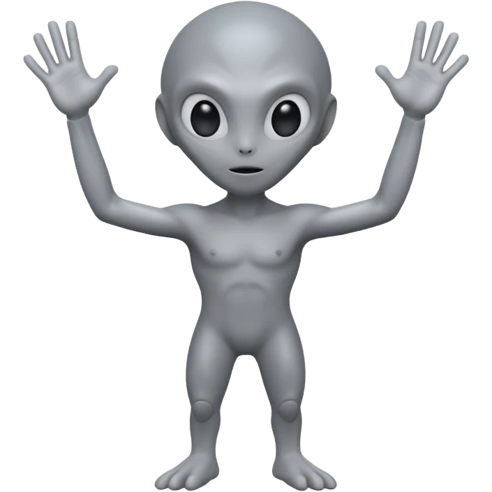 fullbody handsup gray alien rear frontview emoji