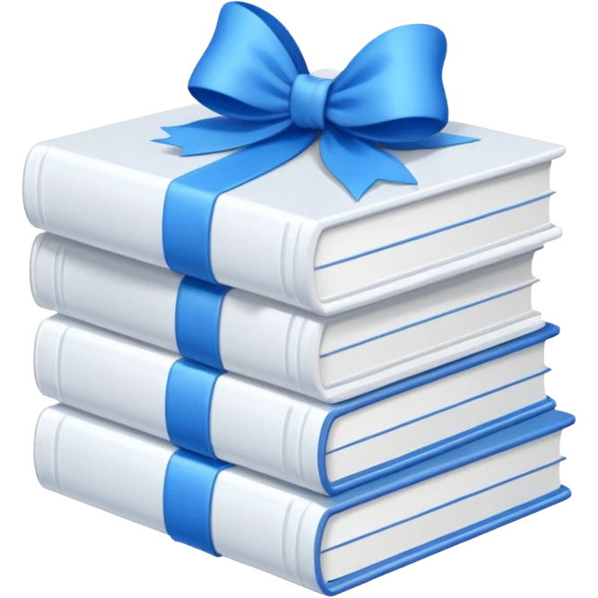 aesthetics blue Bow + white books emoji