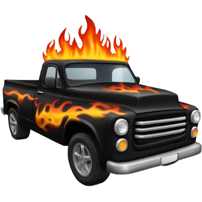 Gothic pickup truck with fire emoji