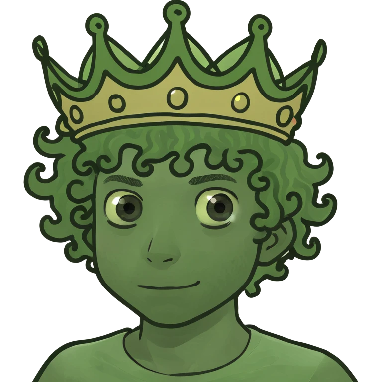 A curly hair boy with a crown on emoji