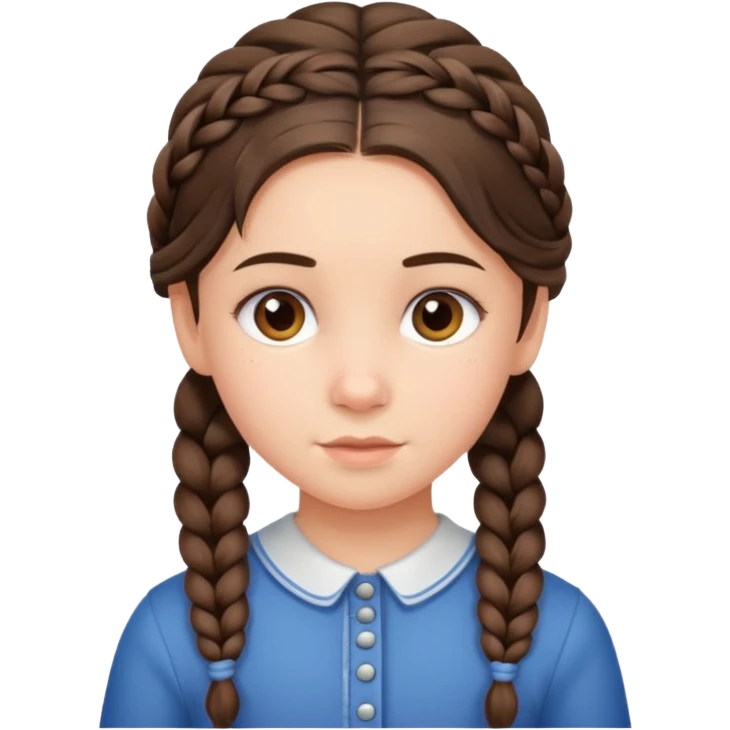brunet kid girl young with braid emoji