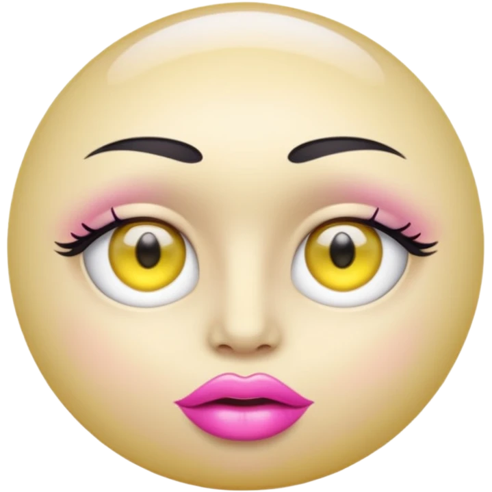 A translucent half-sphere with pink lips and two yellow eyes and 8 toea around the bottom emoji