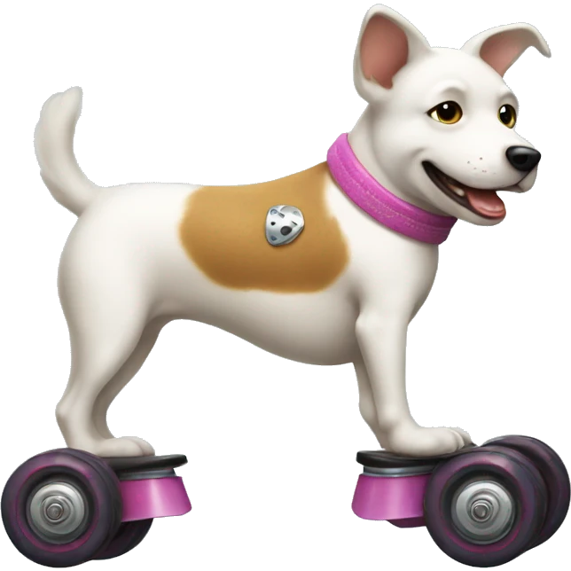 white dog on roller skates  emoji