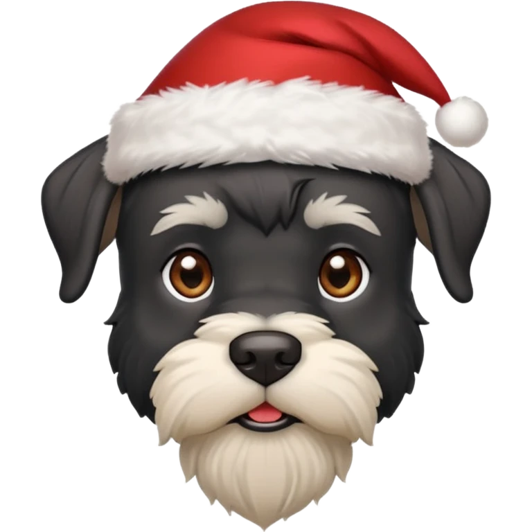Black schnauzer with pointy ears and a Santa hat emoji