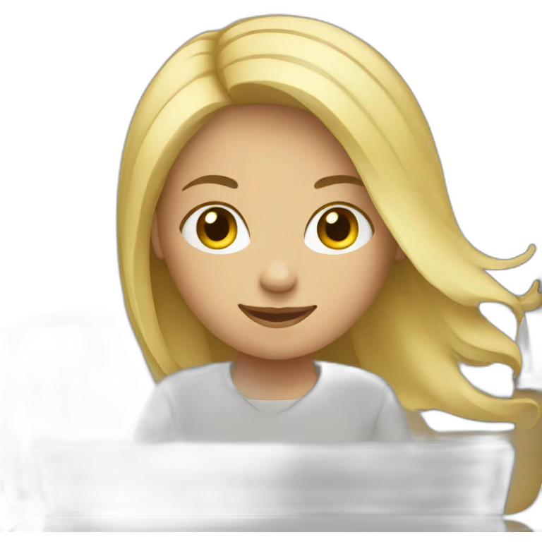 blond girl working on computer emoji