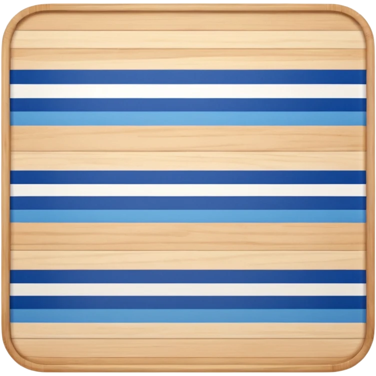 top view of an empty dining table with a white and blue striped mat over it. emoji