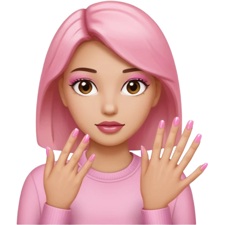 Emoji uñas acrilicas rosadas emoji