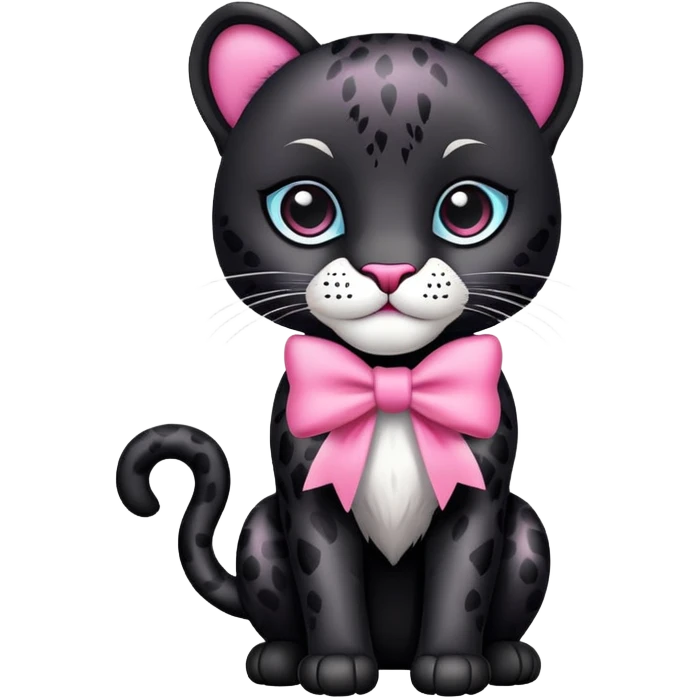 Black and white panther with pink bow emoji