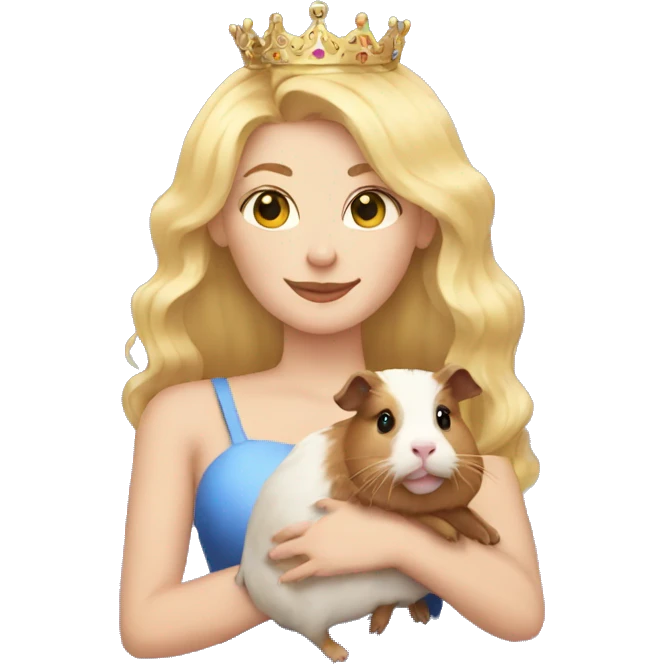Blonde queen holding a cat and a guinea pig emoji