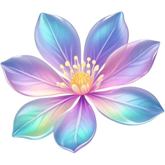 Pastel iridescent transparent luminescent flower emoji