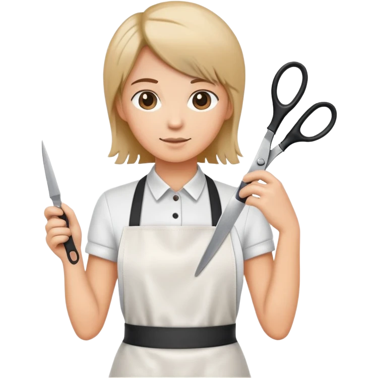 Hairdresser with apron with scissors emoji