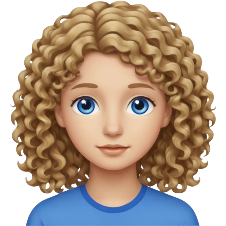 20 year old with wavy-curly dark blonde hair and blue eyes  emoji