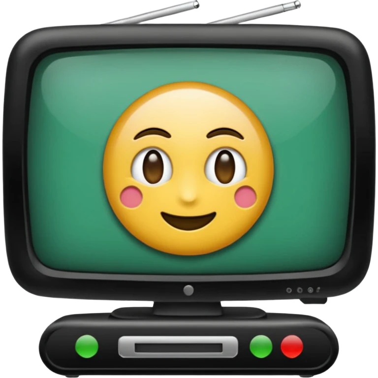черный телевизор с зеленым экраном и пиксельным рисунком на экране emoji