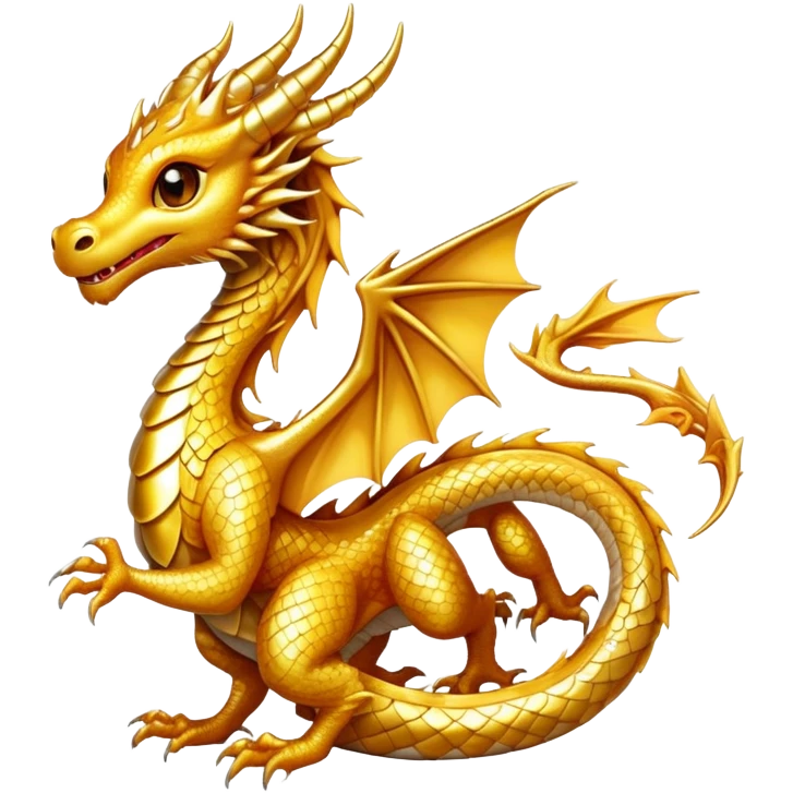 small feminine shining golden dragon  emoji