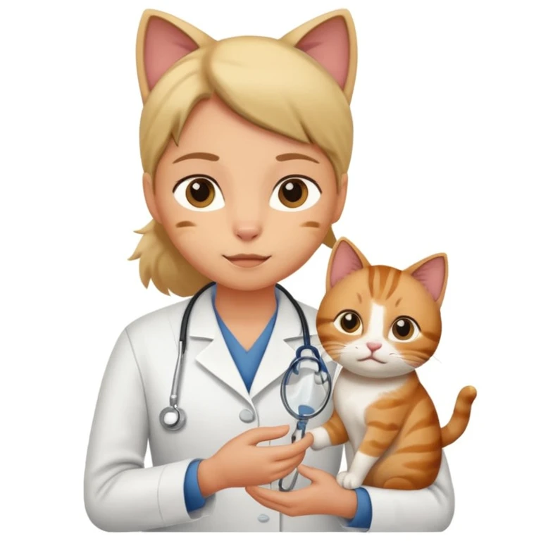 veterinarian examining a cat emoji