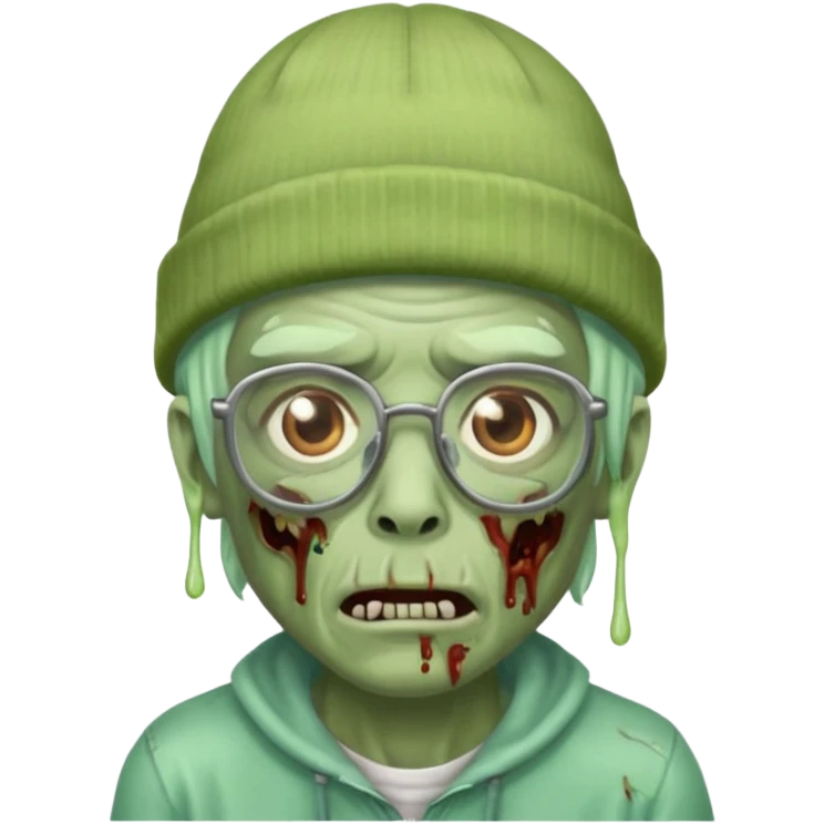 Hazme un zombie con gafas y un gorro de drip emoji