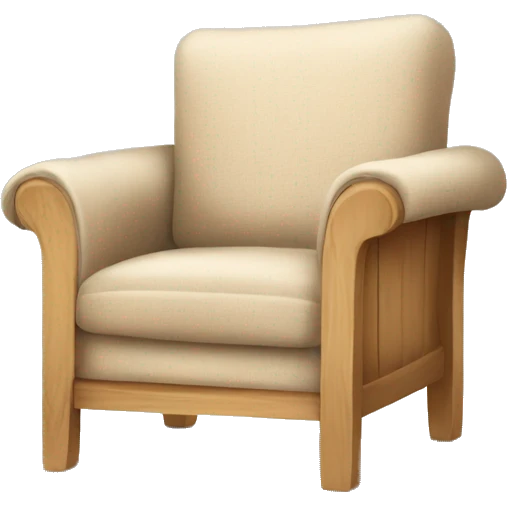 Simple Beige wooden Armchair with blanket and book emoji