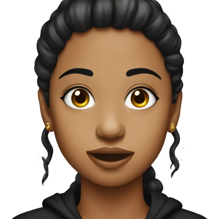a sadistic young woman wearing black emoji