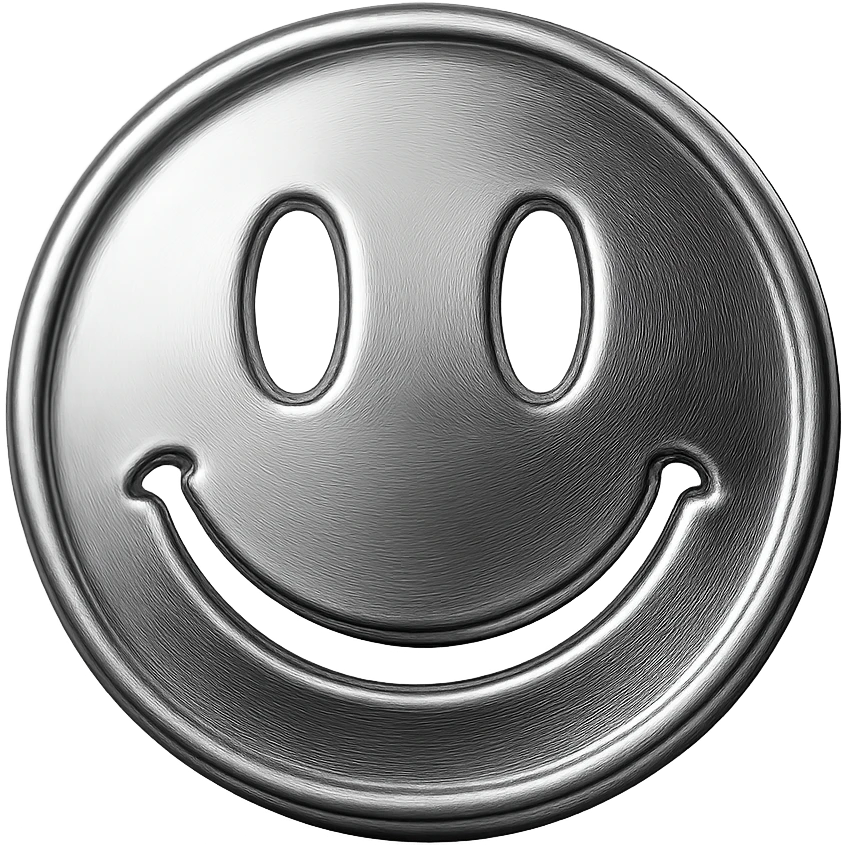 smiley face with shiny metallic look emoji
