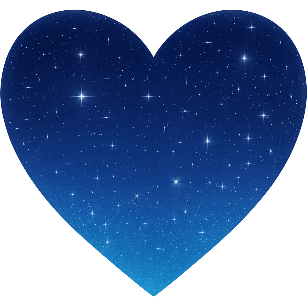 Add more stars to the heart with a night sky gradient, keep the soft glow, no background. Maintain the style and soft glow of the original image. emoji