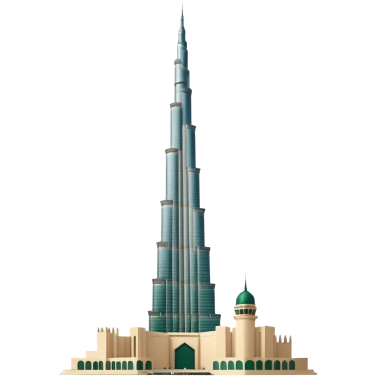Burj Khalifa, light beige with dark green elements, modern minimalist, emoji style emoji