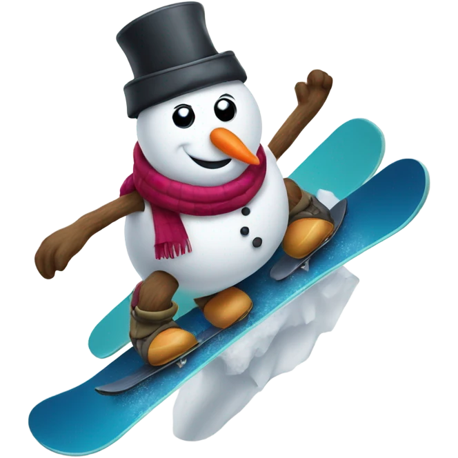 Snowboarding snowman emoji