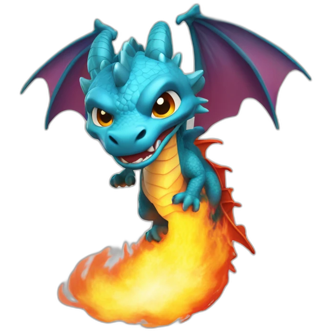 Un dragon qui lance une flamme en train de voler emoji