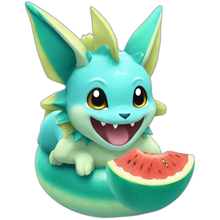 Vaporeon eating a fruit emoji