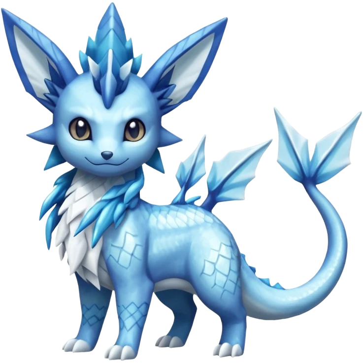 Snowy Flakey Scaly Vaporeon-Glaceon-Suicune-Amaura-Dialga-fusion emoji
