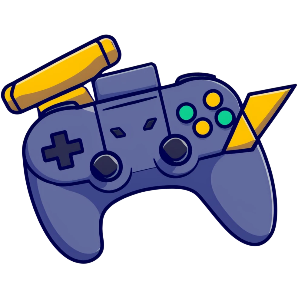 Colorful gaming platform logo for 'qbix88' with controller, community of players, and victory trophy emoji