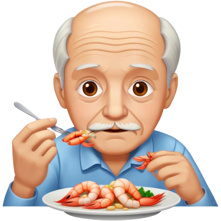 Old man with shrimp dinner emoji