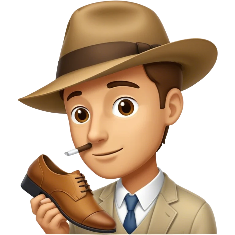 a man tipping his fedora and sniffing a shoe emoji